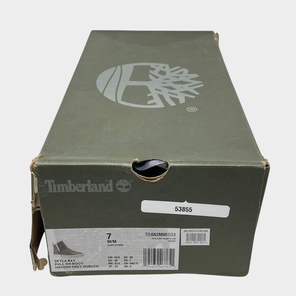 Timberland Grey Nubuck Leather Slip On Sneaker Boot Womens 7 Faux Fur - Picture 7 of 13